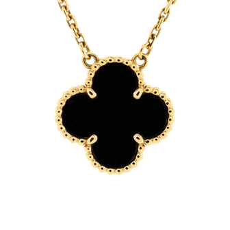 Van Cleef & Arpels Vintage Alhambra Pendant Necklace 18K Yellow Gold and Onyx