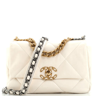 White Flap Quilted Leather Purse Bag