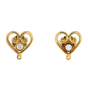 Tiffany & Co. Paloma's Venezia Goldoni Heart Stud Earrings 18K Yellow Gold and Diamonds