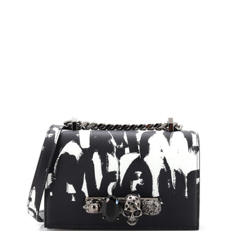Alexander McQueen Graffiti Jewelled Flap Satchel Printed Leather Mini