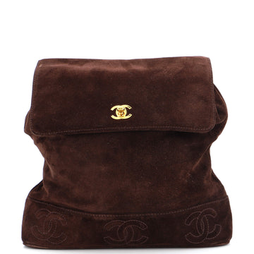 Chanel Vintage Triple Stitched CC Flap Backpack Suede Medium
