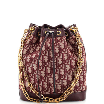 Christian Dior Drawstring Bucket Bag Oblique Canvas
