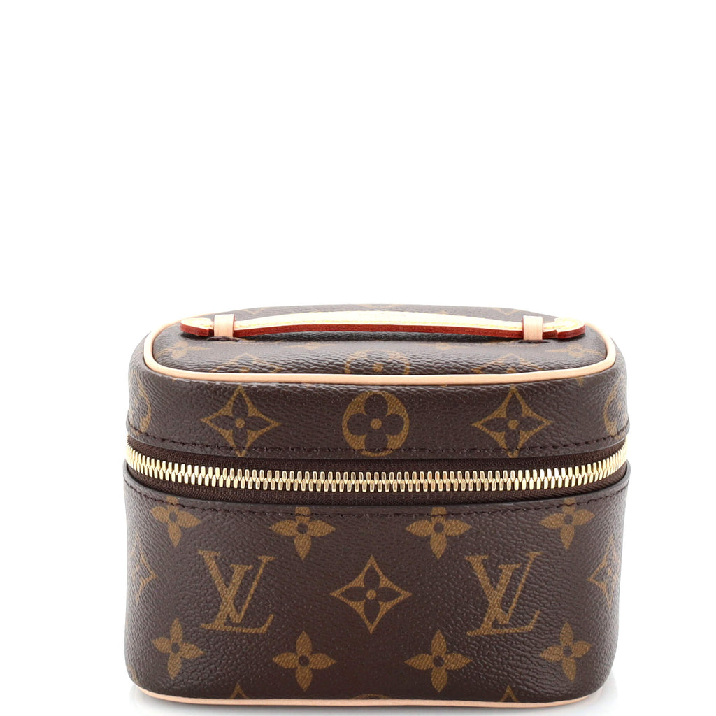 LOUIS VUITTON Nice Nano Pouch Vanity Bag Monogram Leather Brown