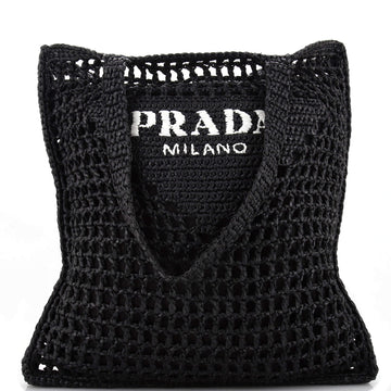 Prada Triangle Logo Open Tote Raffia