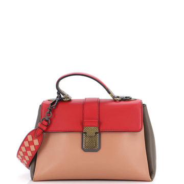 Bottega Veneta Piazza Top Handle Bag Leather with Intrecciato Detail Small