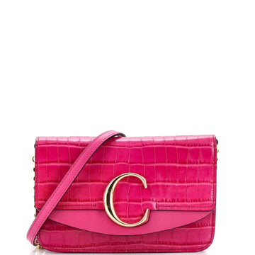 Chloe C Chain Clutch Crocodile Embossed Leather