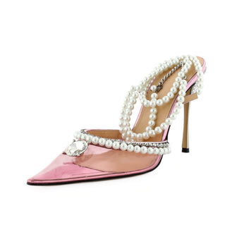Mach & Mach Women's Diamond of Elizabeth Ankle Strap Pumps PVC 110
