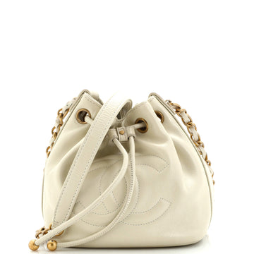 Chanel CC Drawstring Bucket Bag Shiny Aged Calfskin Small