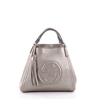 Gucci Soho Convertible Shoulder Bag Leather Small Silver 2337801