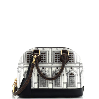 Louis Vuitton Alma Handbag Limited Edition Fornasetti Architettura Print Leather and Monogram Canvas BB