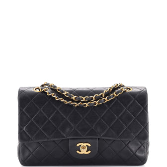 Chanel Vintage Classic Double Flap Bag Quilted Caviar Medium