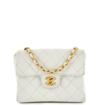 Chanel Vintage Square Classic Single Flap Bag Quilted Caviar Mini