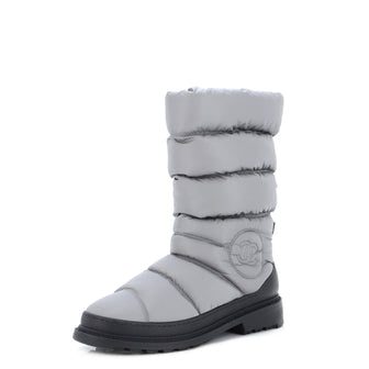 Chanel Women's CC Snow Boots Quilted Nylon Gray 2338011