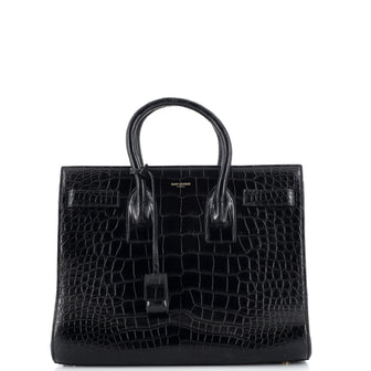 Saint Laurent Sac de Jour Bag Crocodile Embossed Leather Small