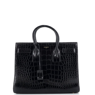 Saint Laurent Sac de Jour Bag Crocodile Embossed Leather Small
