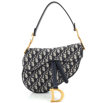 Christian Dior Saddle Handbag Oblique Canvas Medium