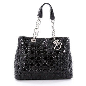 Christian Dior Soft Chain Tote Cannage Quilt Patent Large Black 2338201