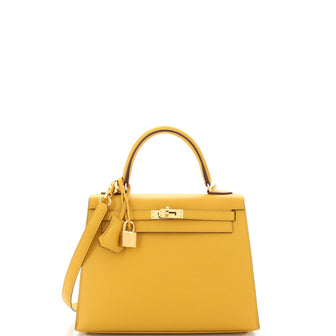 Hermes Kelly Handbag Yellow Epsom with Gold Hardware 25