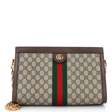 Gucci Ophidia Chain Shoulder Bag GG Coated Canvas Medium