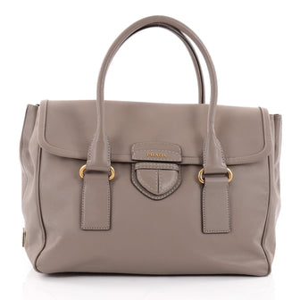 Prada Pattina Satchel Saffiano Leather Medium Gray 2339004