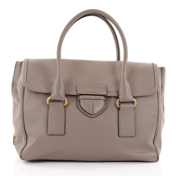 Prada Pattina Satchel Saffiano Leather Medium Gray 2339004