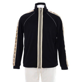 Gucci Men's GG Logo Tape Zip Jacket Polyester and Cotton