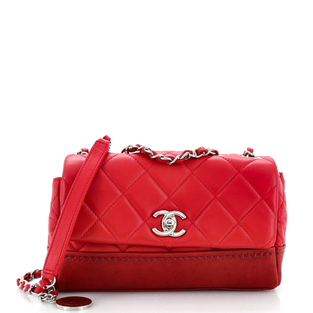 Chanel Bi Coco Flap Bag Quilted Lambskin with Caviar Small Red 2339551