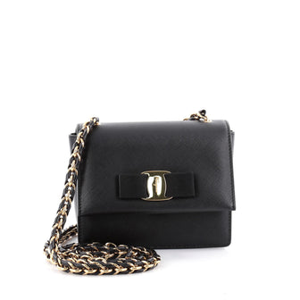 Salvatore Ferragamo Ginny Crossbody Bag Saffiano Leather Mini Black 2339601