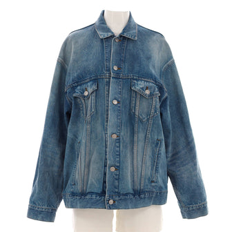 Balenciaga Women's Logo Oversized Jacket Denim