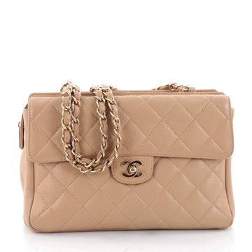 Chanel Vintage Classic Flap Shopping Tote Quilted Caviar Medium Neutral 2339801