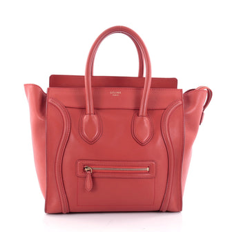 Celine Luggage Handbag Smooth Leather Mini Red 2339802