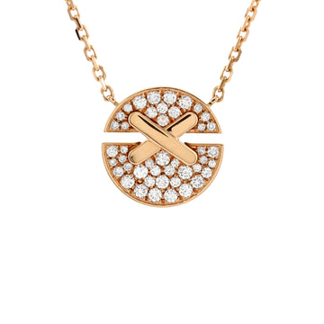 Chaumet Jeux de Liens Harmony Pendant Necklace 18K Rose Gold with Pave Diamonds Small