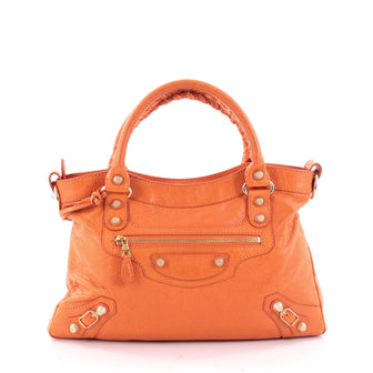Balenciaga Town Giant Studs Handbag Leather Orange 2339903