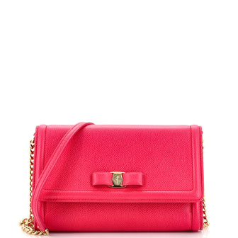 Salvatore Ferragamo Vara Bow Chain Flap Bag Leather Mini