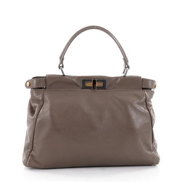 Fendi Peekaboo Handbag Leather Regular Gray 2340101