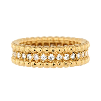 Van Cleef & Arpels Perlee 1 Row Band Ring 18K Yellow Gold and Diamonds
