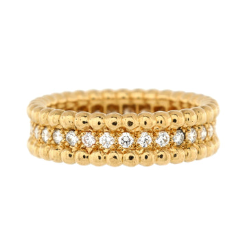 Van Cleef & Arpels Perlee 1 Row Band Ring 18K Yellow Gold and Diamonds
