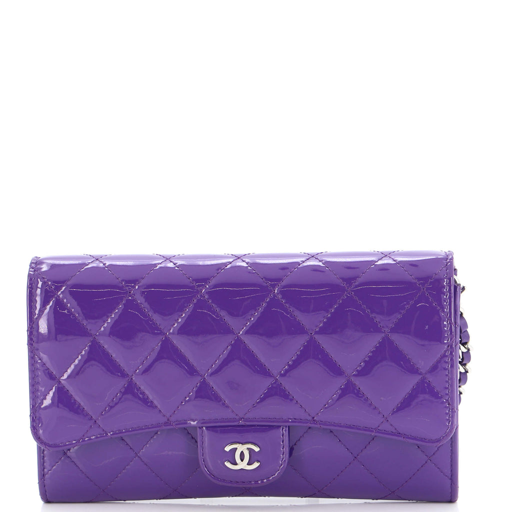 Chanel Wallet on Short Chain Quilted Patent Purple 2332362