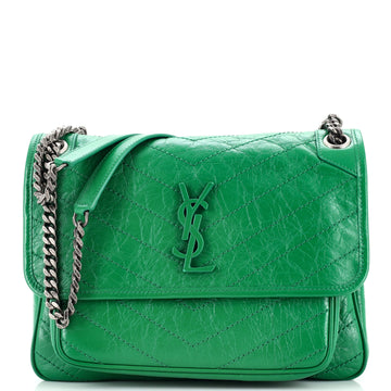 Saint Laurent Niki Chain Flap Bag Matelasse Chevron Leather Medium