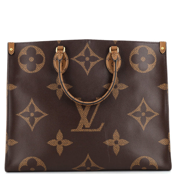 Louis Vuitton Tote OntheGo GM Bag Giant Reverse Monogram Tote Bag Added  Insert