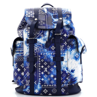 louis vuitton christopher backpack straps Louis Vuitton Christopher Backpack Limited Edition Monogram Bandana Leather PM 234068