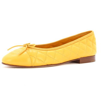 Chanel Women's CC Cap Toe Bow Ballerina Flats Quilted Leather