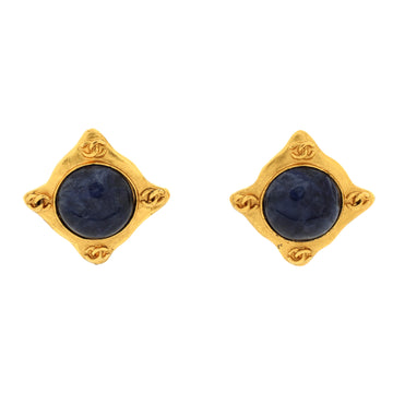 Chanel Vintage CC Square Clip-On Earrings Metal and Stone