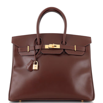 Hermes Birkin Handbag Brown Box Calf with Gold Hardware 35