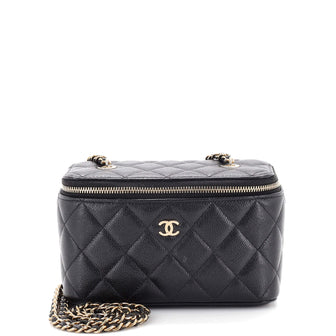 Chanel Classic Vanity Case with Chain Quilted Caviar Small Black 23412037