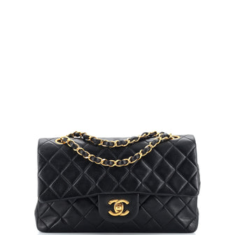 Chanel Vintage Classic Double Flap Bag Quilted Lambskin Small