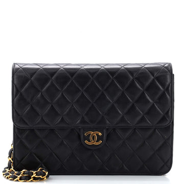 Chanel Vintage Clutch with Chain Quilted Leather Medium
