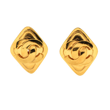 Chanel Vintage CC Diamond Clip-On Earrings Metal
