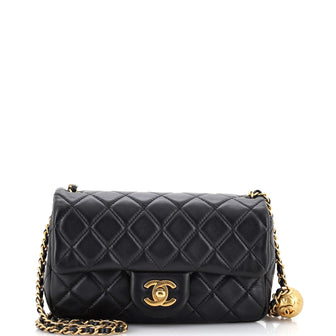 Chanel Pearl Crush Flap Bag Quilted Lambskin Mini Black 23412054