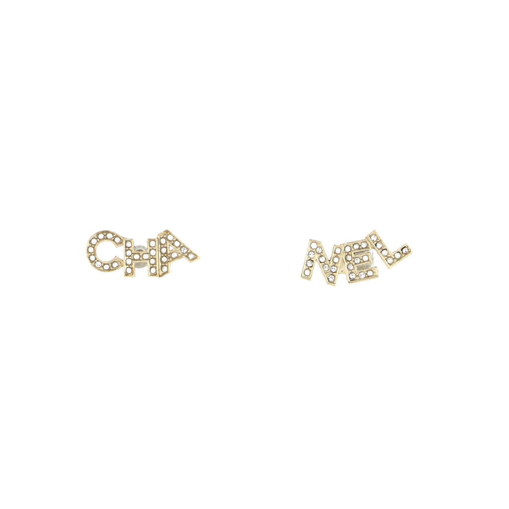 Chanel CHA-NEL Stud Earrings Metal with Crystals Gold 2341662